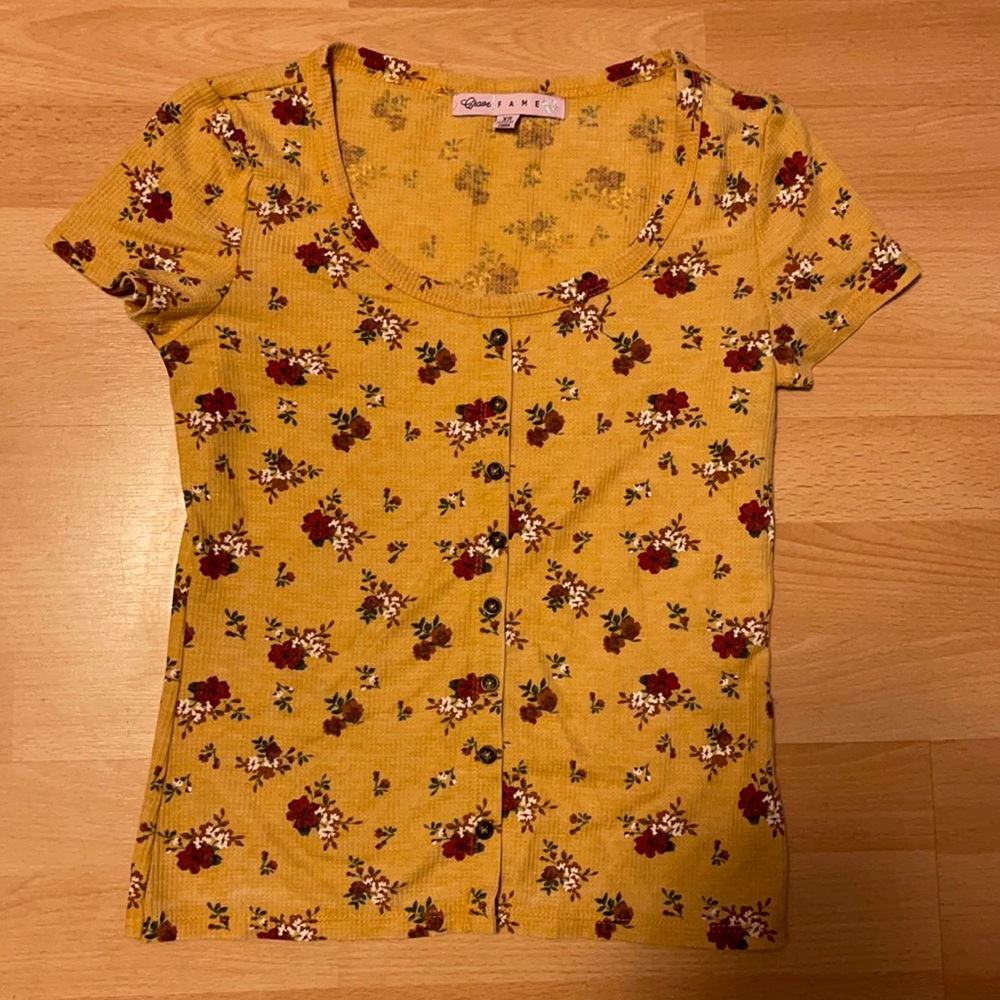 Orange Flower Button Down